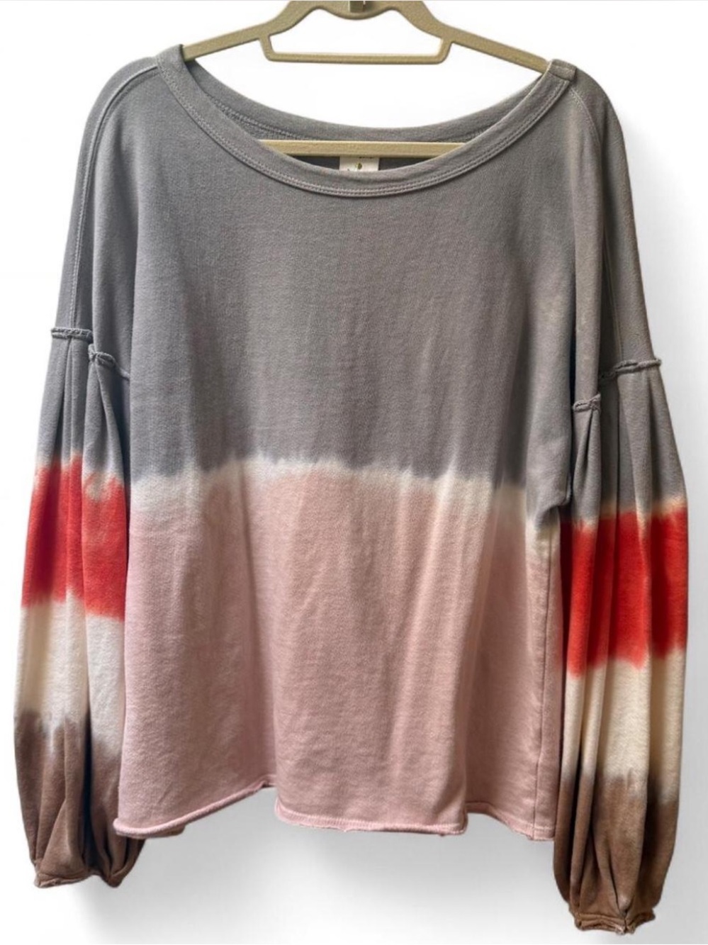 By Together Gray, Pink & Brown Tie-Dye Sweatshirt